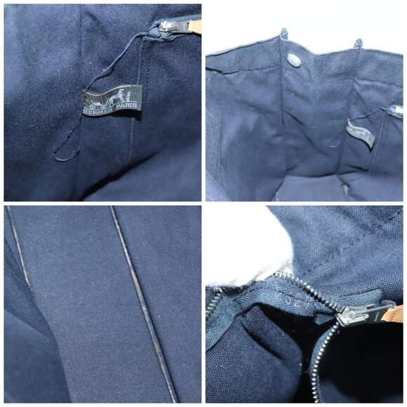 HERMES Fourre Tout MM Hand Bag Canvas Navy Auth 135189 - Picture 15 of 16